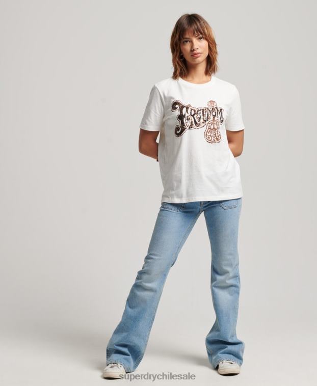 mujer Superdry blanco camiseta con detalles vintage 2R68Z2711