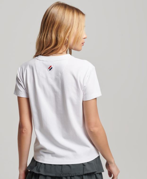 mujer Superdry blanco camiseta con gráfico de los 90 2R68Z2240