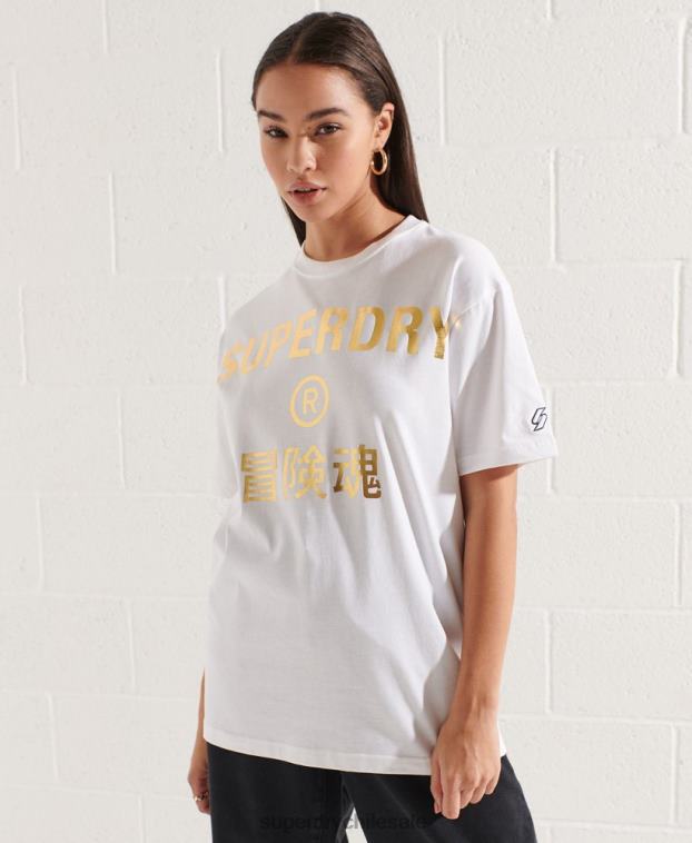 mujer Superdry blanco camiseta con logo estampado 2R68Z6286