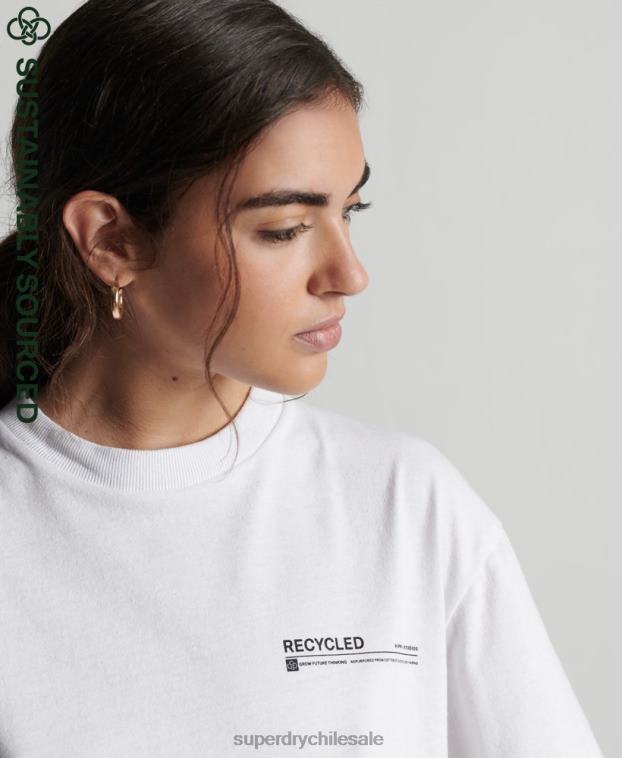 mujer Superdry blanco camiseta con microtop reciclada 2R68Z6255