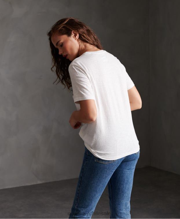mujer Superdry blanco camiseta con rayas retro 2R68Z2830