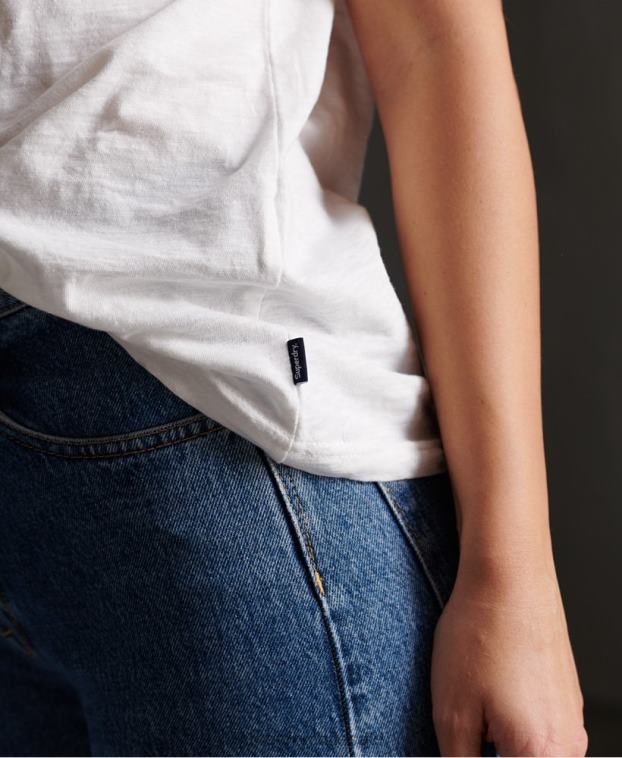 mujer Superdry blanco camiseta con rayas retro 2R68Z2830