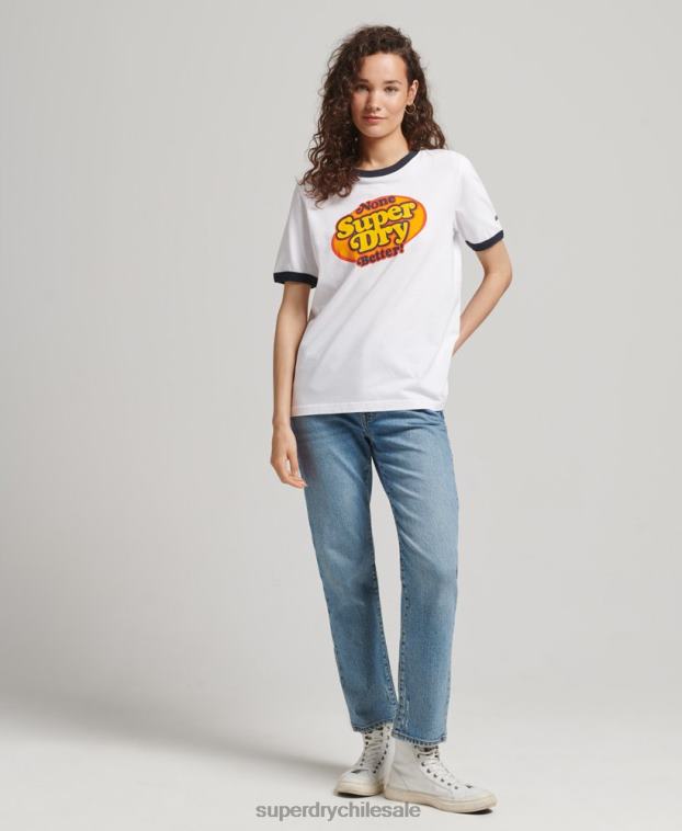 mujer Superdry blanco camiseta cooper nostalgia 2R68Z6309