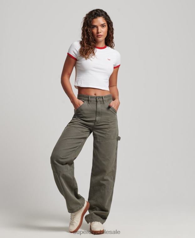 mujer Superdry blanco camiseta corta de algodón orgánico 2R68Z2691