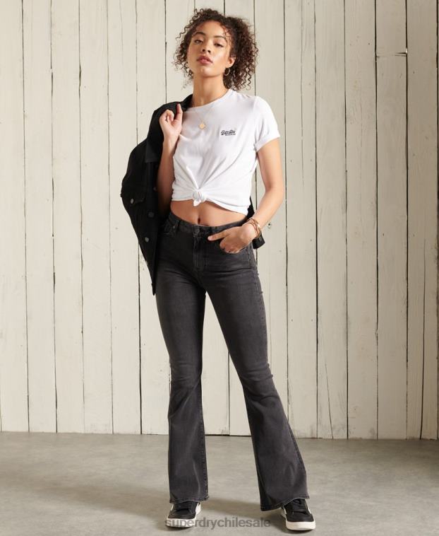 mujer Superdry blanco camiseta de algodón orgánico 2R68Z2847