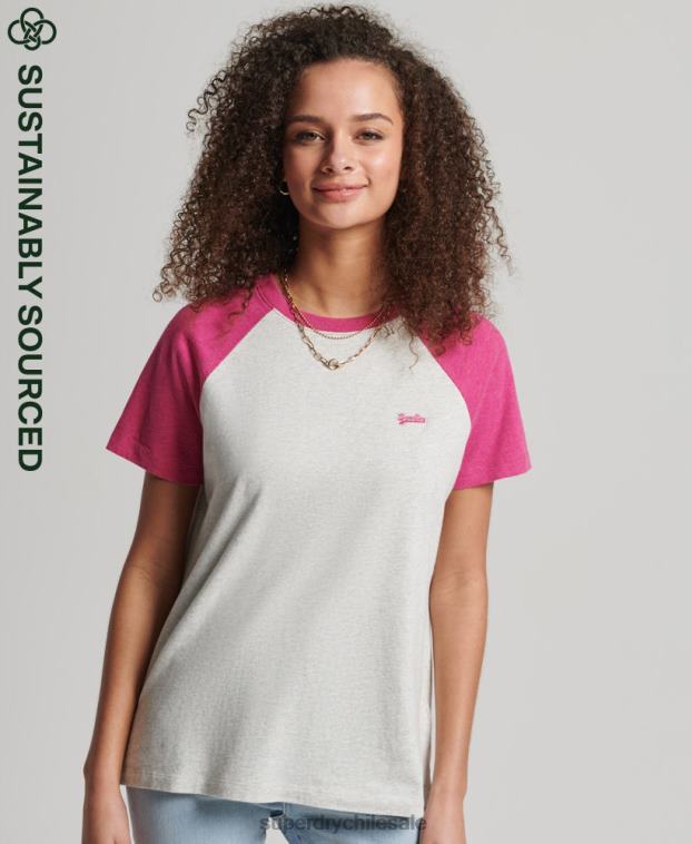 mujer Superdry blanco camiseta de béisbol vintage de algodón orgánico 2R68Z2768