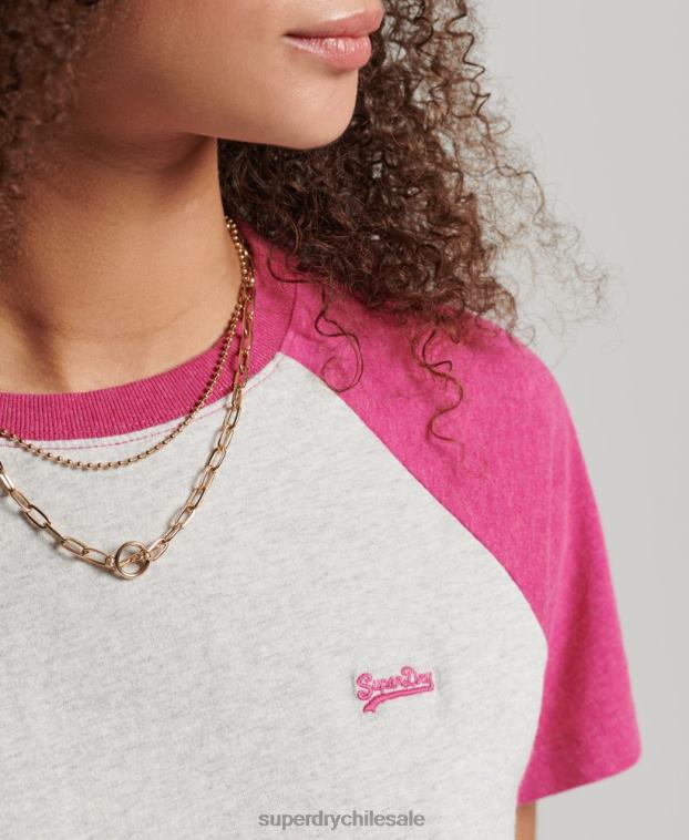 mujer Superdry blanco camiseta de béisbol vintage de algodón orgánico 2R68Z2768