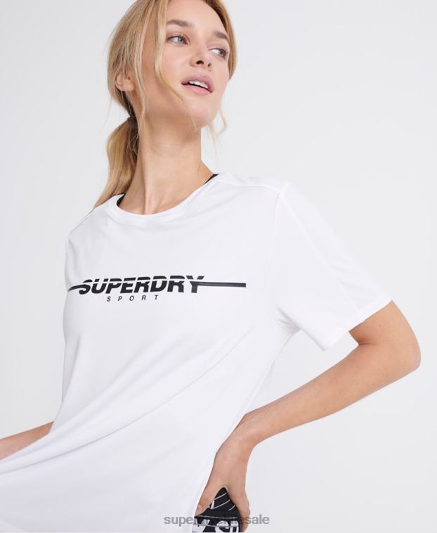 mujer Superdry blanco camiseta de entrenamiento de gimnasia 2R68Z2865