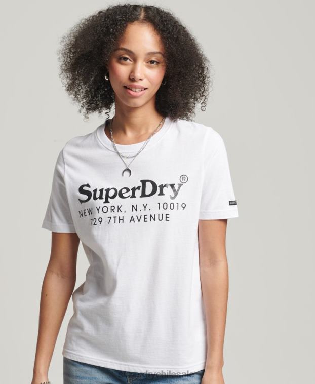 mujer Superdry blanco camiseta de interés de lugar vintage 2R68Z6202