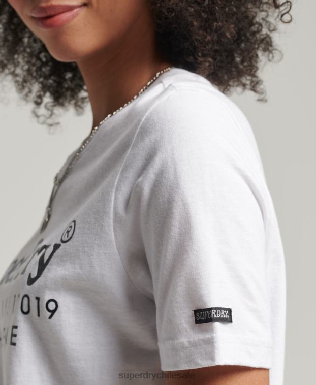 mujer Superdry blanco camiseta de interés de lugar vintage 2R68Z6202