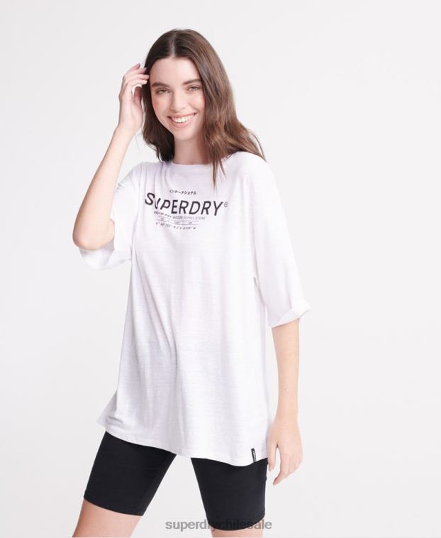 mujer Superdry blanco camiseta de lino del desierto 2R68Z2839