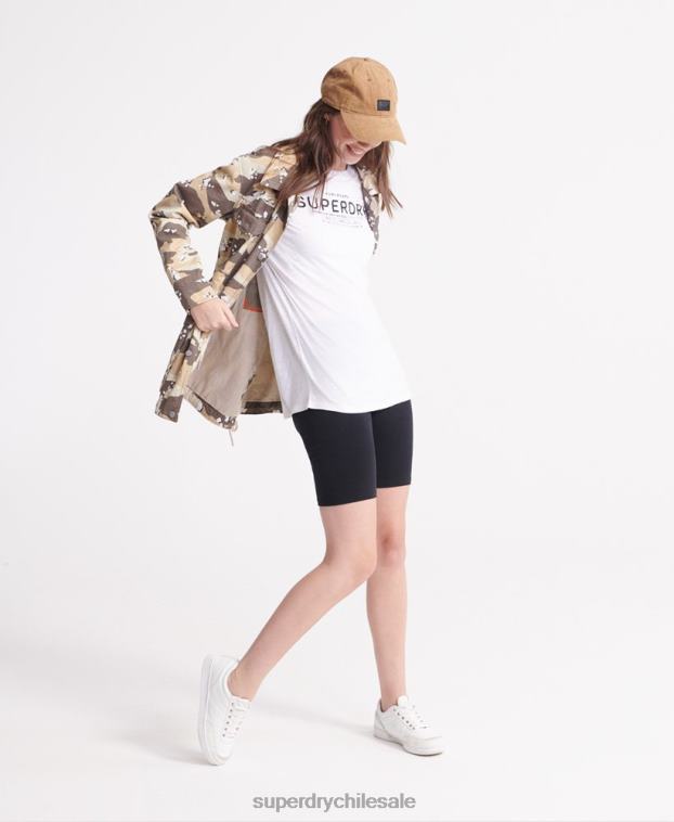 mujer Superdry blanco camiseta de lino del desierto 2R68Z2839