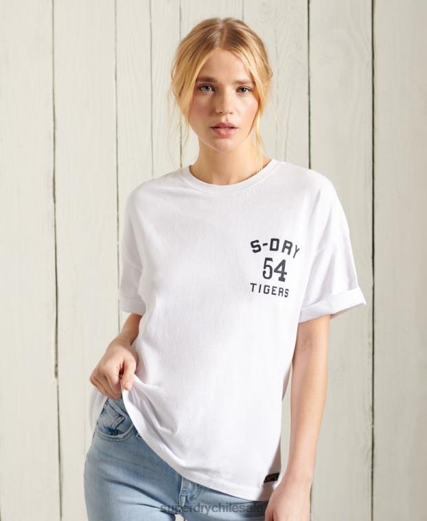 mujer Superdry blanco camiseta estilo boxy narrativa militar 2R68Z2860