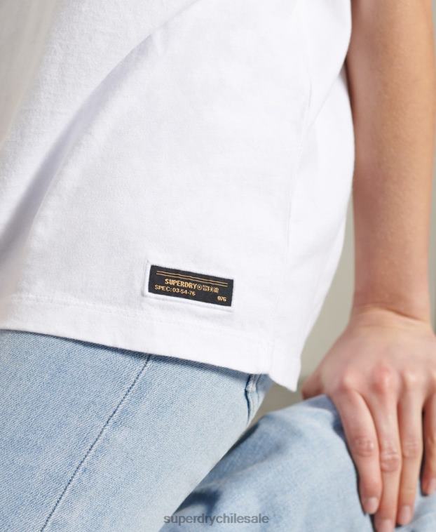 mujer Superdry blanco camiseta estilo boxy narrativa militar 2R68Z2860