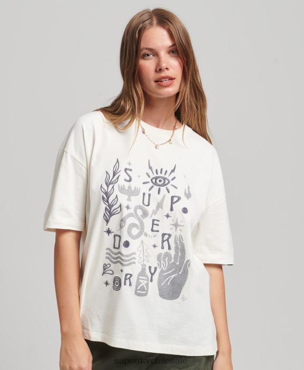 mujer Superdry blanco camiseta folk nómada 2R68Z2724