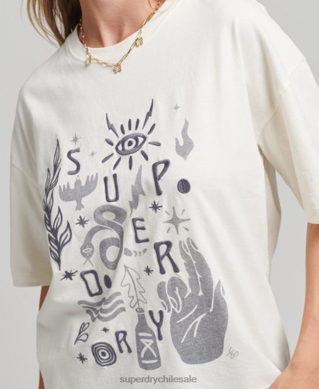 mujer Superdry blanco camiseta folk nómada 2R68Z2724