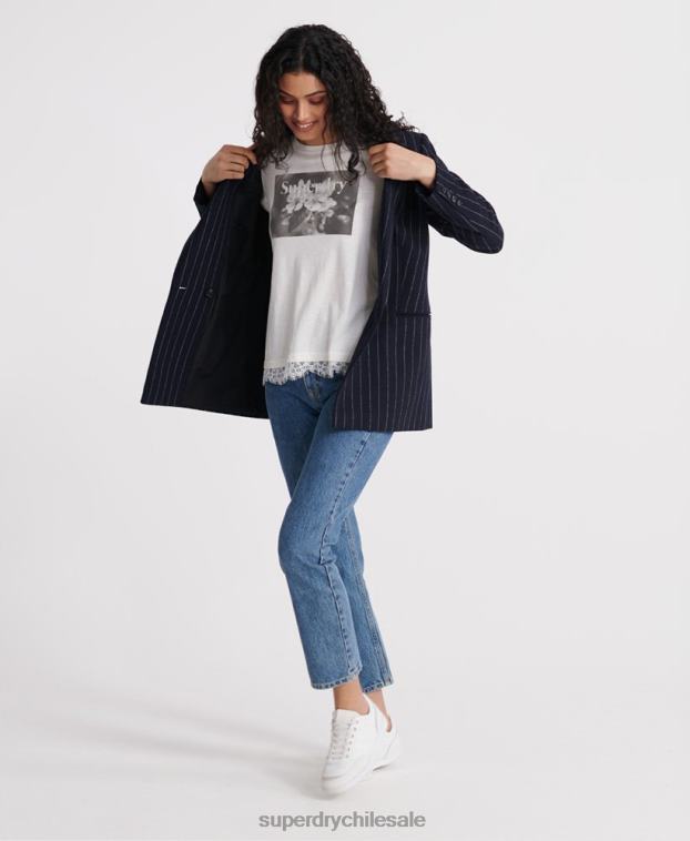 mujer Superdry blanco camiseta gráfica de encaje tilly 2R68Z2805
