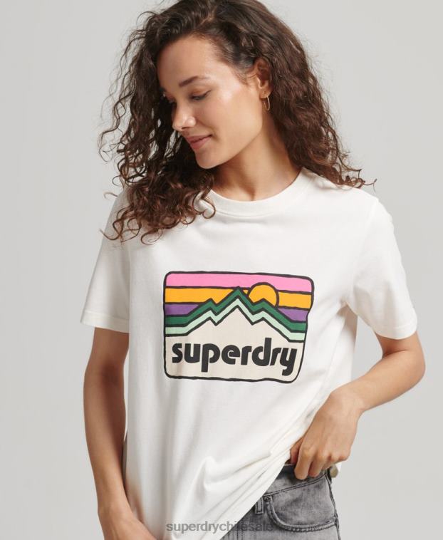 mujer Superdry blanco camiseta gráfica terreno de los 90 2R68Z6276