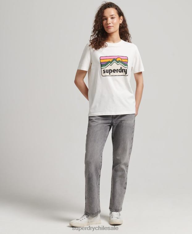mujer Superdry blanco camiseta gráfica terreno de los 90 2R68Z6276