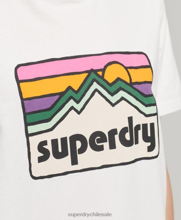 mujer Superdry blanco camiseta gráfica terreno de los 90 2R68Z6276