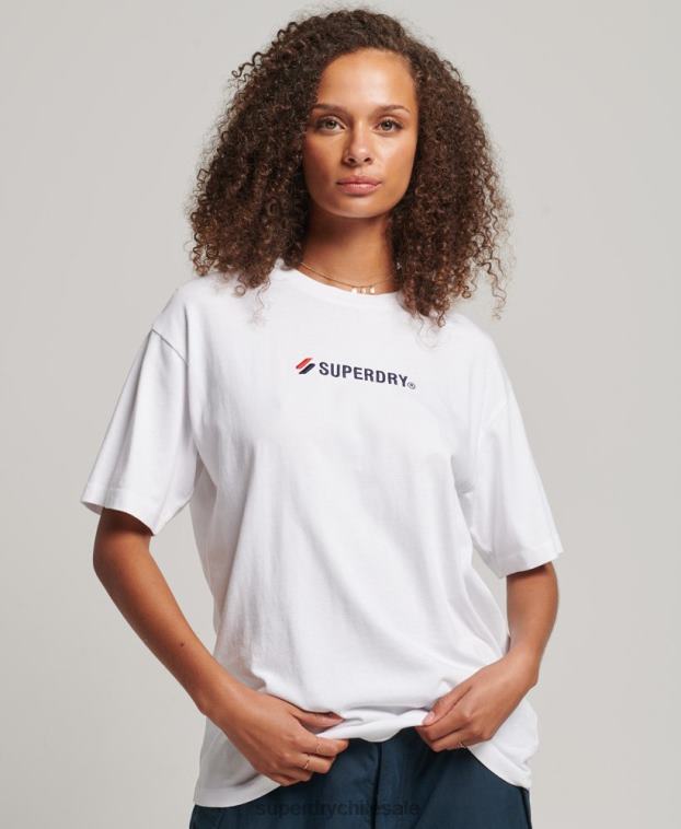mujer Superdry blanco camiseta holgada con aplique del logo 2R68Z2673