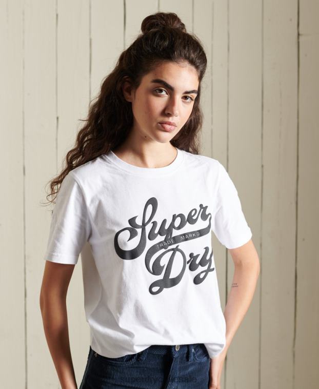 mujer Superdry blanco camiseta negra 2R68Z6269
