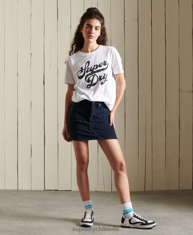 mujer Superdry blanco camiseta negra 2R68Z6269