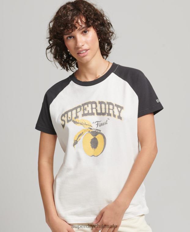 mujer Superdry blanco camiseta raglán indie 2R68Z6251