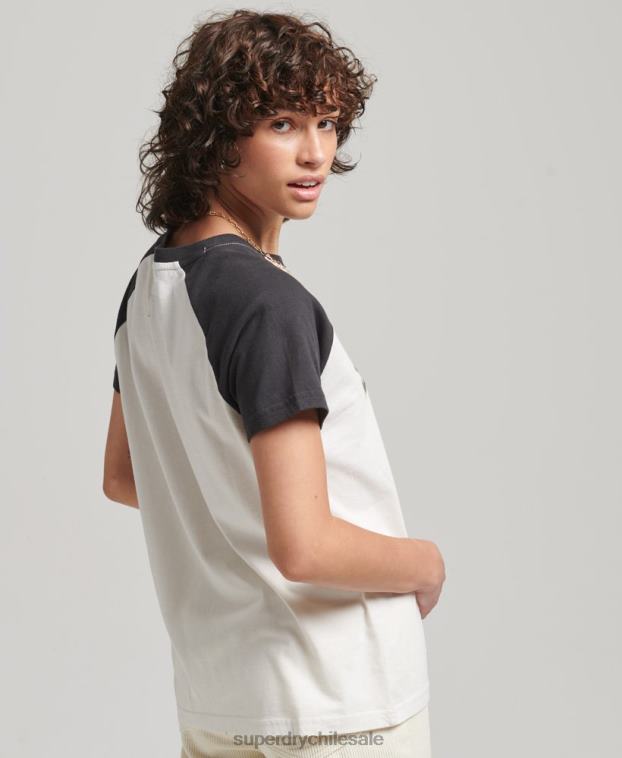 mujer Superdry blanco camiseta raglán indie 2R68Z6251