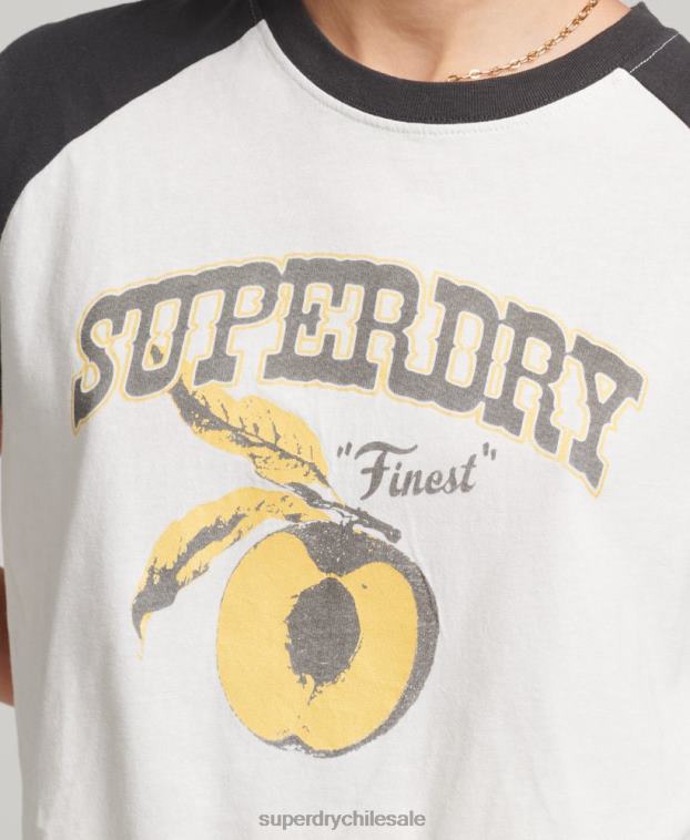 mujer Superdry blanco camiseta raglán indie 2R68Z6251