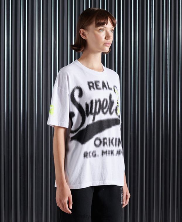 mujer Superdry blanco camiseta super 5 deconstruida 2R68Z2788