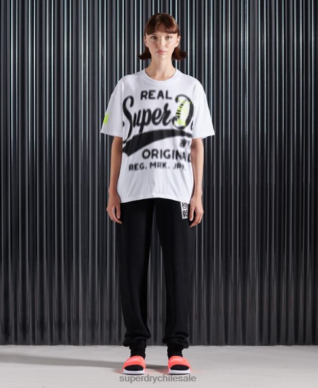 mujer Superdry blanco camiseta super 5 deconstruida 2R68Z2788