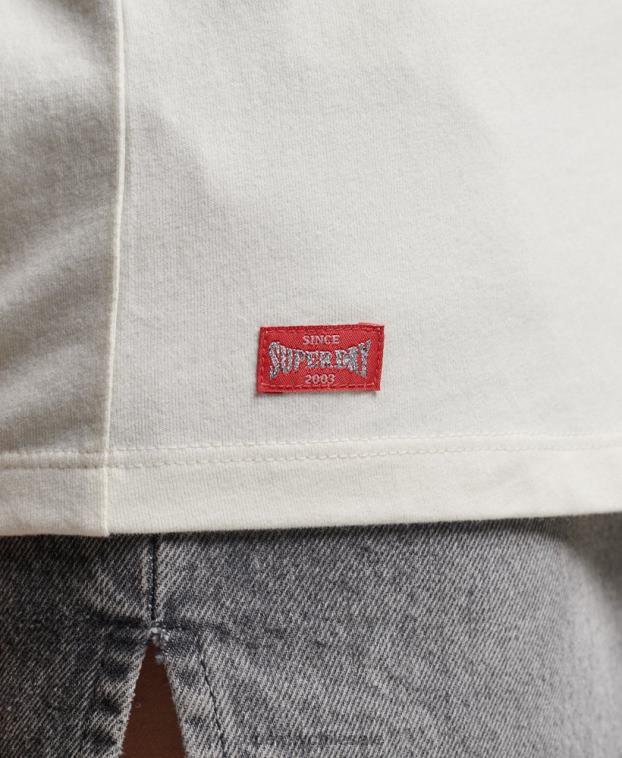 mujer Superdry blanco camiseta universitaria de algodón orgánico con texto vintage 2R68Z2291