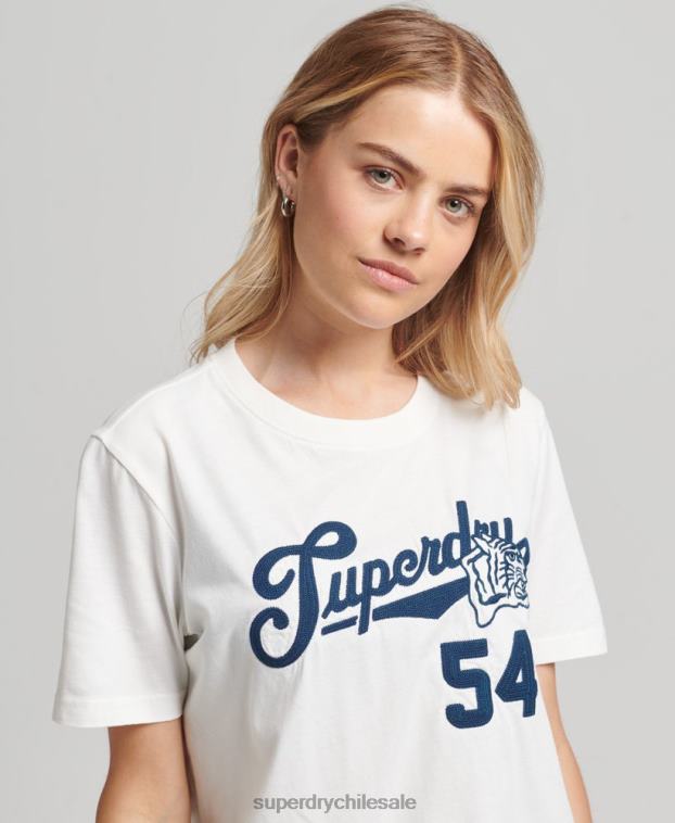mujer Superdry blanco camiseta universitaria estilo script 2R68Z2777
