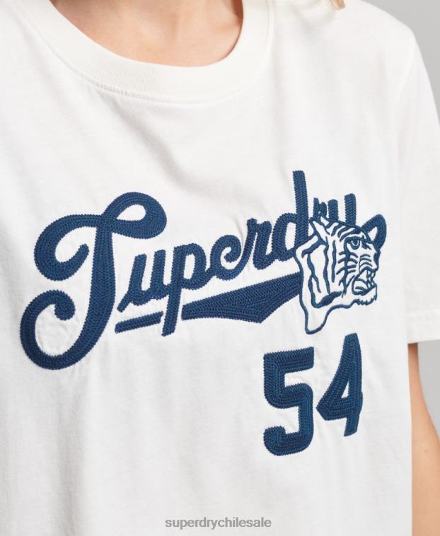 mujer Superdry blanco camiseta universitaria estilo script 2R68Z2777