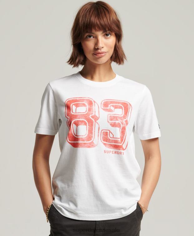 mujer Superdry blanco camiseta vintage de mi generación 2R68Z2845