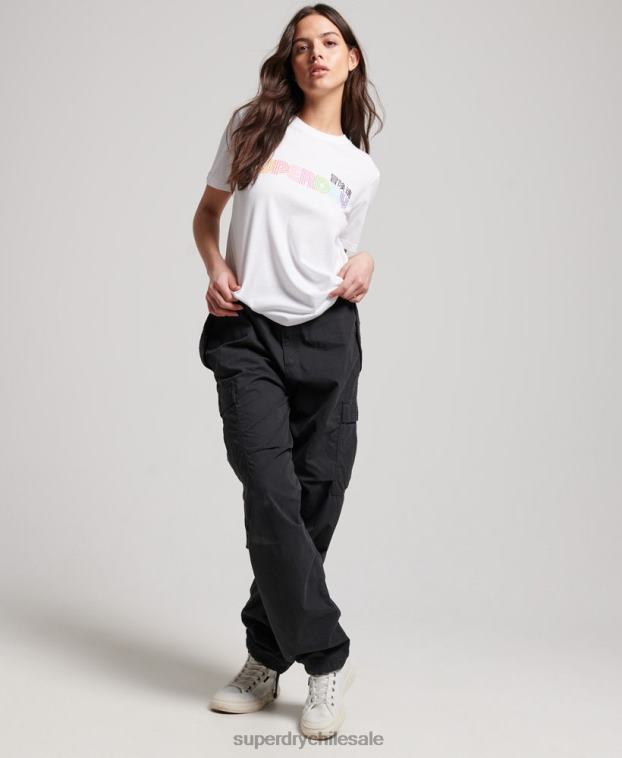mujer Superdry blanco camiseta vintage retro arcoíris 2R68Z2662