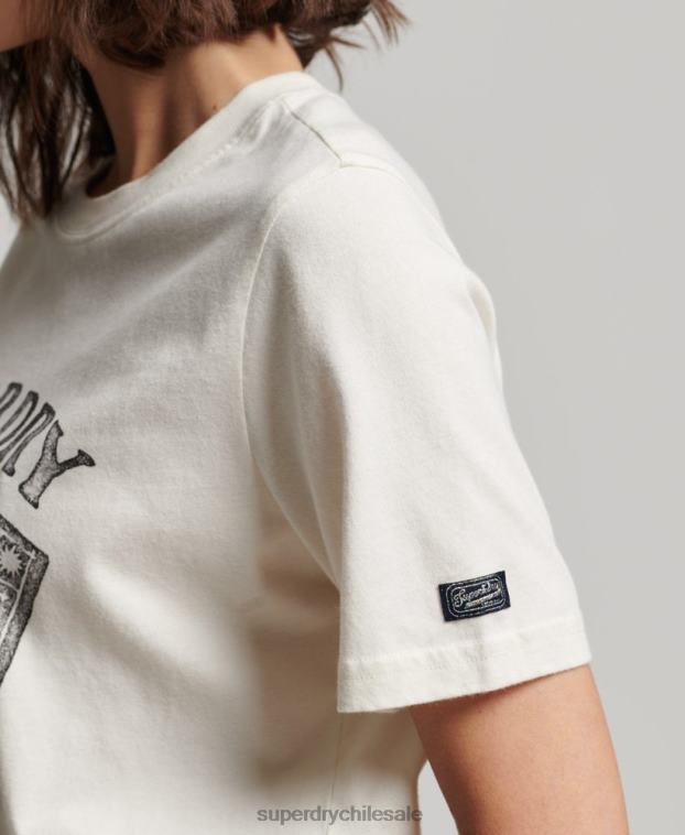 mujer Superdry blanco cartas del tarot camiseta gráfica 2R68Z2735