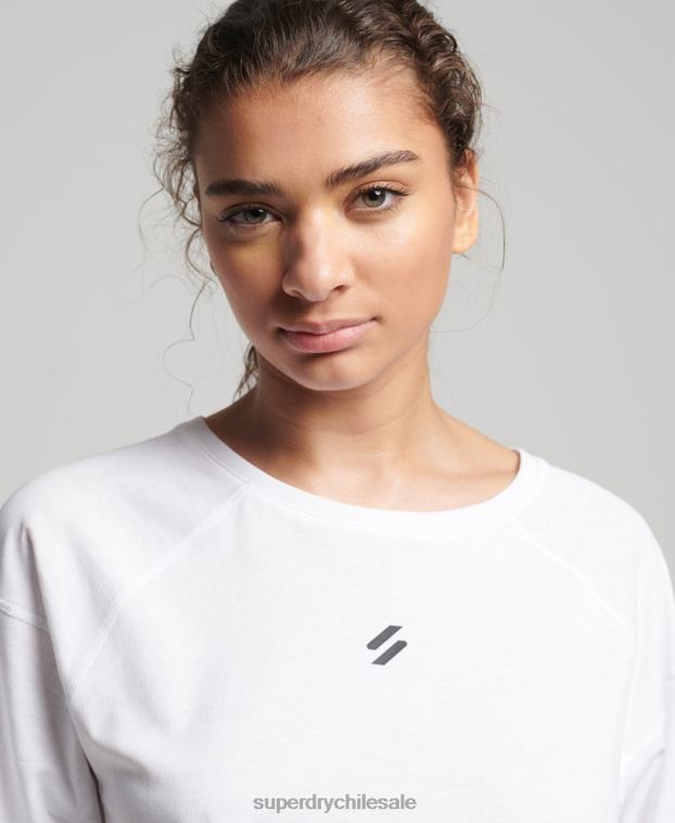 mujer Superdry blanco correr camiseta de manga corta 2R68Z6317