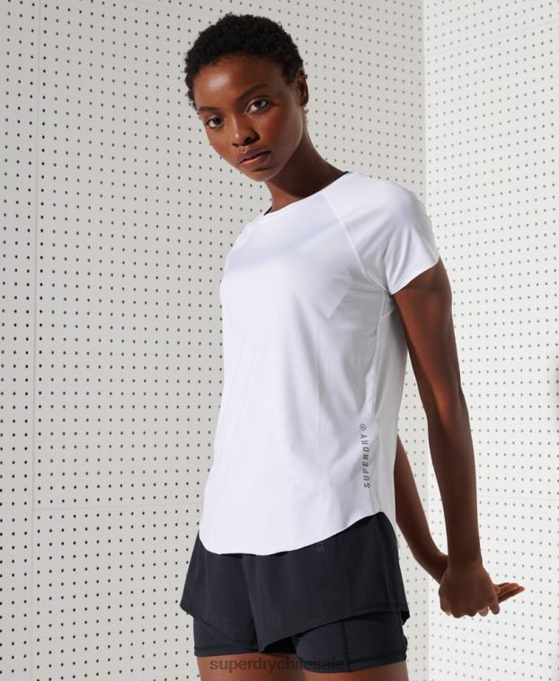 mujer Superdry blanco corriendo libre camiseta 2R68Z2844
