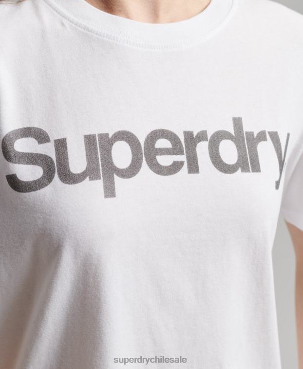 mujer Superdry blanco playera con logo central 2R68Z6279