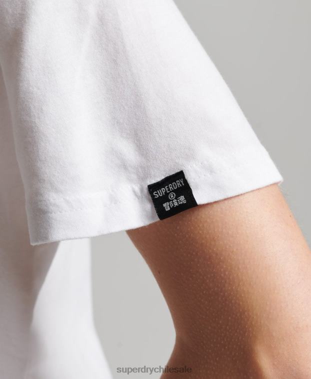 mujer Superdry blanco playera con logo central 2R68Z6279