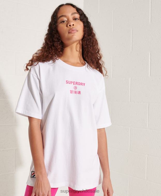 mujer Superdry blanco playera con logo corporativo 2R68Z6289