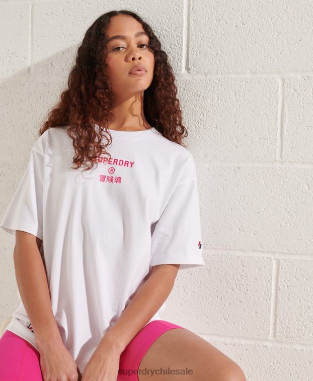 mujer Superdry blanco playera con logo corporativo 2R68Z6289
