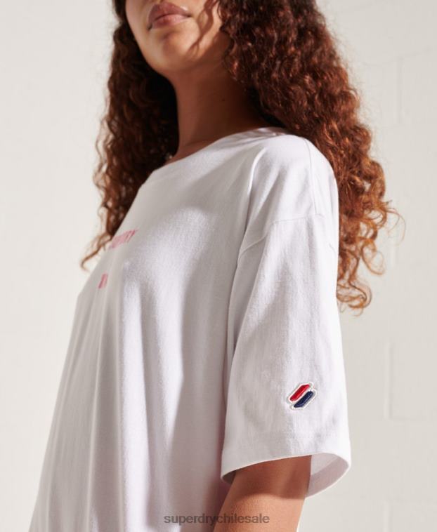 mujer Superdry blanco playera con logo corporativo 2R68Z6289