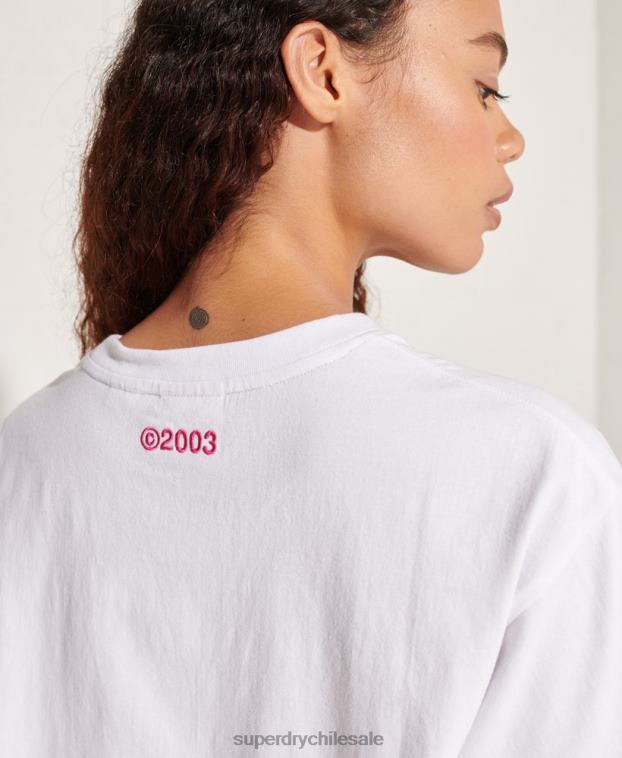 mujer Superdry blanco playera con logo corporativo 2R68Z6289