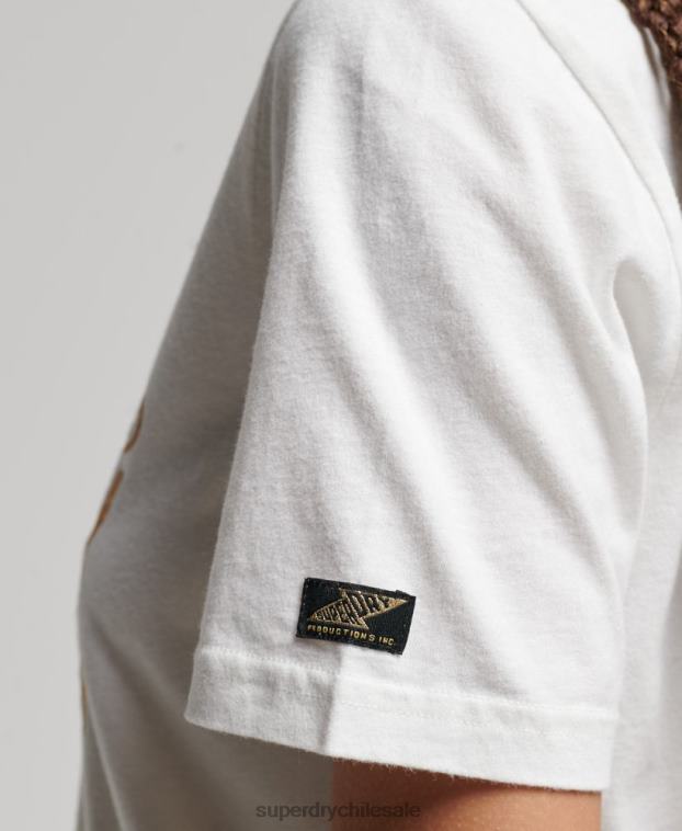 mujer Superdry blanco playera con logo vintage 2R68Z2660