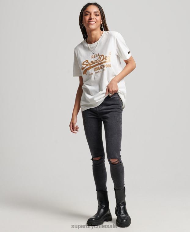 mujer Superdry blanco playera con logo vintage 2R68Z2660