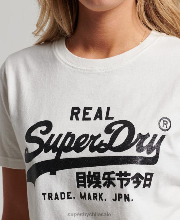 mujer Superdry blanco playera con logo vintage 2R68Z2749