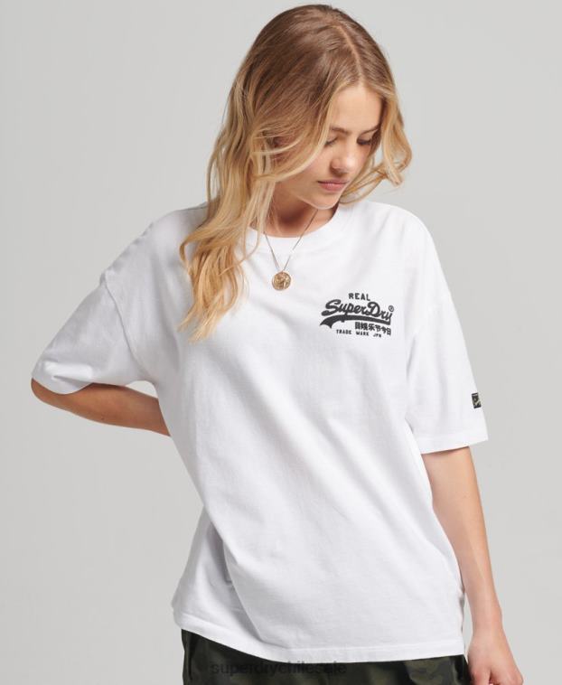 mujer Superdry blanco playera con logo vintage 2R68Z6308